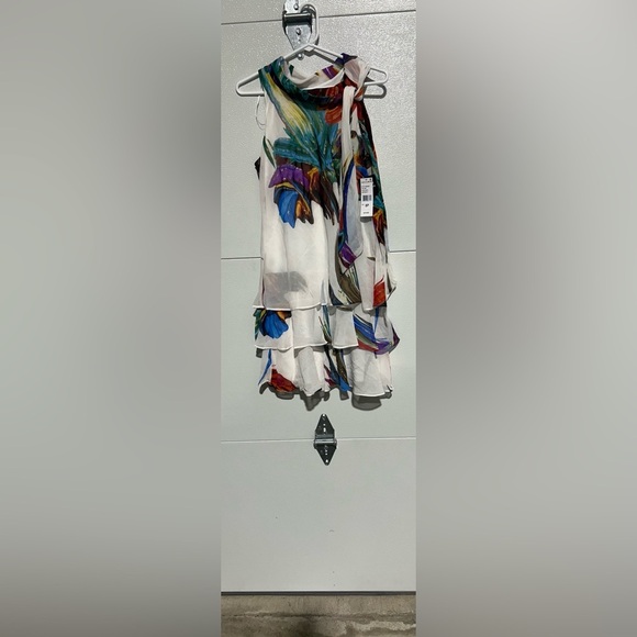 Signature by Robbie Bee Petite Printed Tie-Neck Tiered Chiffon Sundress NWT - Picture 3 of 8